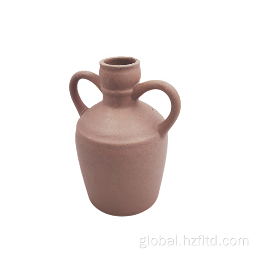 Double Handle Ceramic Vase Double handle ceramic vase Sandy finish Manufactory